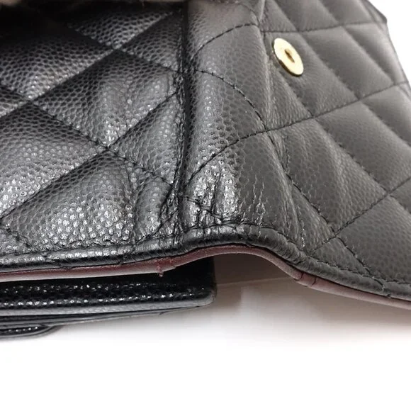 CHANEL Black Caviar Leather Logo Wallet - Picture 5 of 10